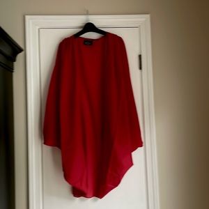 NEW Anthony Mark Hankins Red Chiffon Open Front Cocoon Cardigan